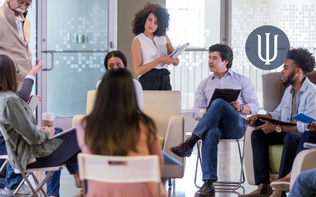 Group of young people attend association meeting